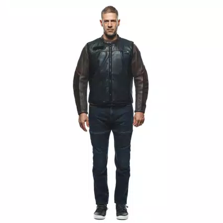 SMART JACKET LEATHER - MEN'S MOTORCYCLE LEATHER VEST WITH INTEGRATED AIRBAG - BLACK - 3
