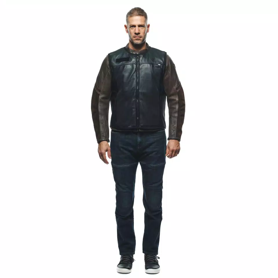 SMART JACKET LEATHER - MEN'S MOTORCYCLE LEATHER VEST WITH INTEGRATED AIRBAG - BLACK - 3