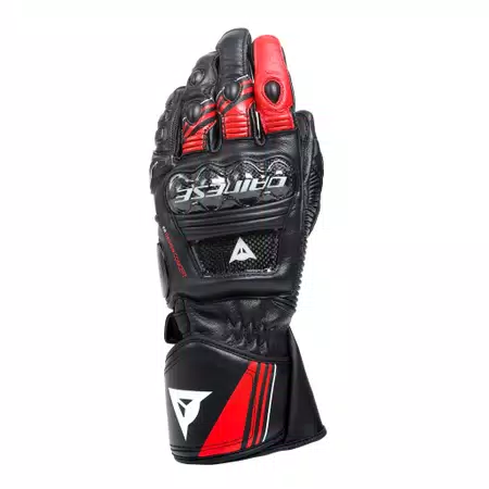 DRUID 4 - MEN'S MOTORCYCLE LEATHER GLOVES - BLACK/RED-LAVA/WHITE - 1