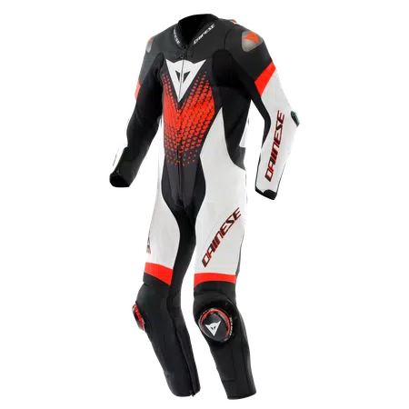 LAGUNA SECA 6 PERF 1PC LEATHER SUIT - BLACK/WHITE/RED-FLUO - 1