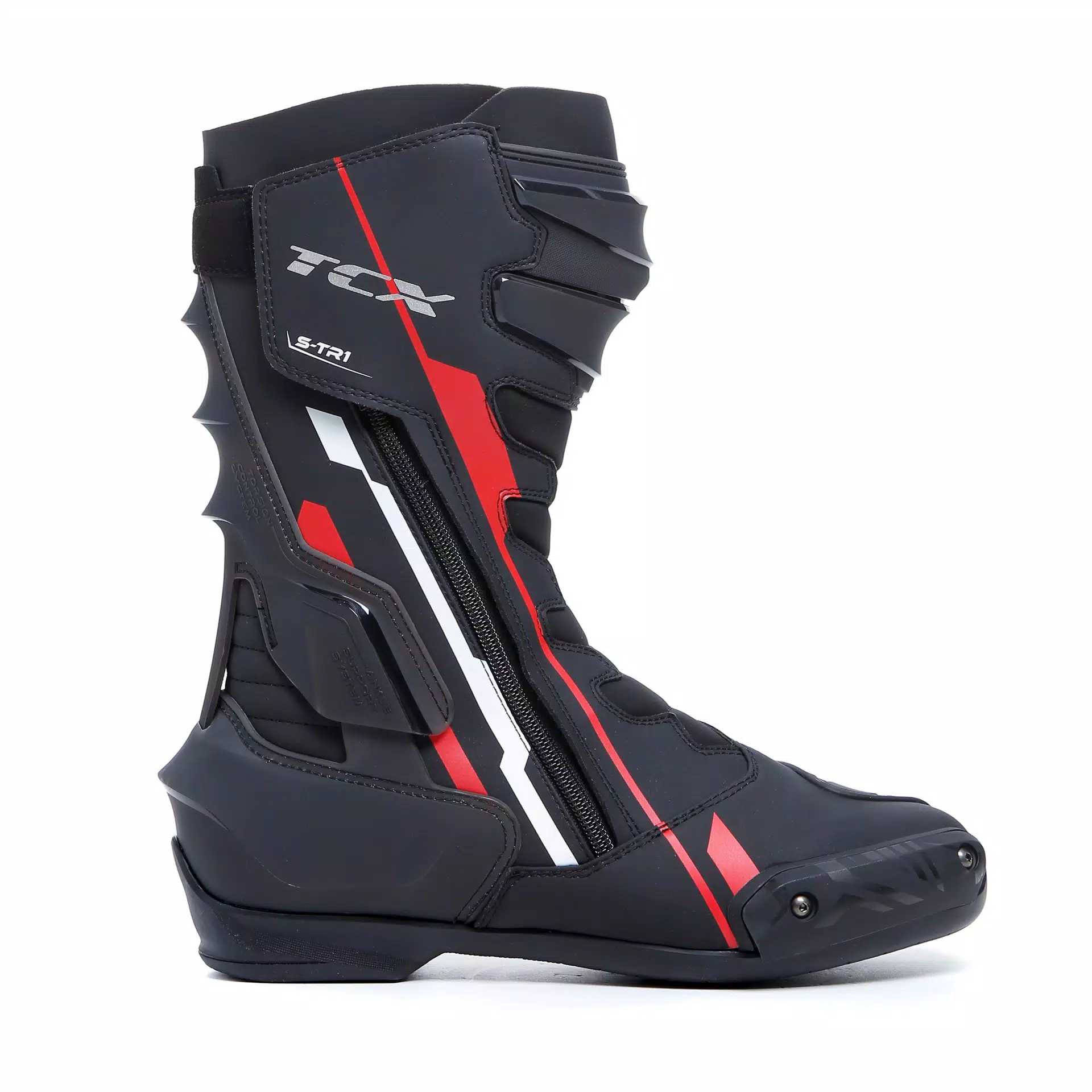S-TR1 MEN'S MOTORCYCLE BOOTS - BLACK/RED/WHITE