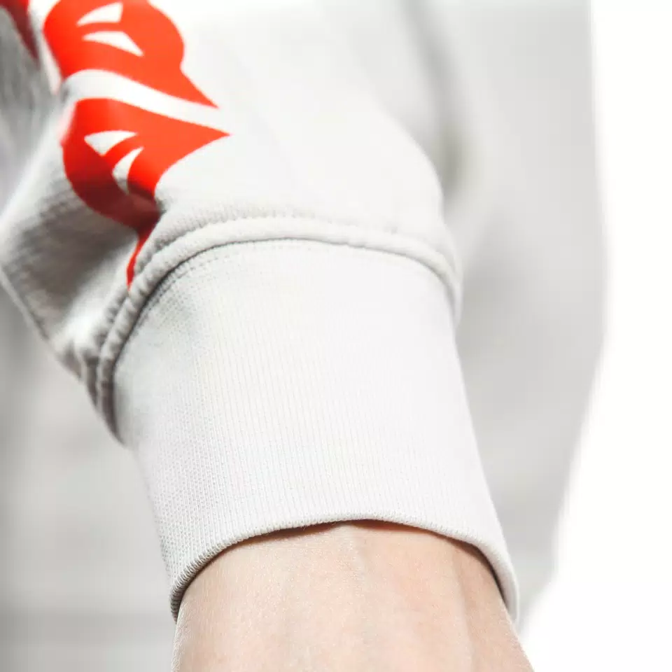 DAINESE HOODIE STRIPES LADY - LIGHT-GRAY/FLUO-RED - 10