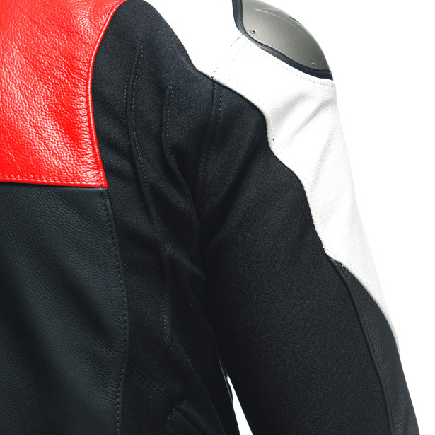 sportiva-giacca-moto-in-pelle-uomo-black-matt-lava-red-white image number 13