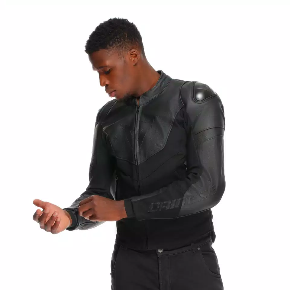 IPERATTIVA - MEN LEATHER-TEXTILE MOTORCYCLE JACKET - BLACK/BLACK - 6