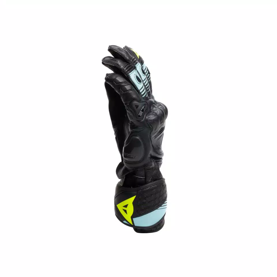 FIERO - GANTS DE MOTO RACING EN CUIR - BLACK/WATER/YELLOW FLUO - 4
