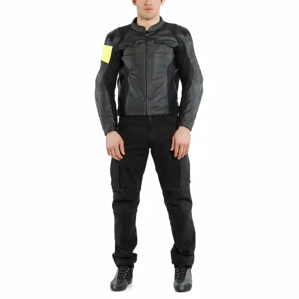 VR46 POLE POSITION LEATHER JACKET - BLACK/FLUO-YELLOW - 3