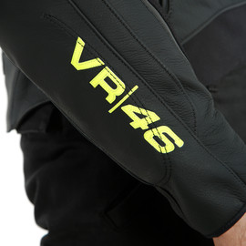 VR46 VICTORY LEATHER JACKET BLACK/FLUO-YELLOW- 