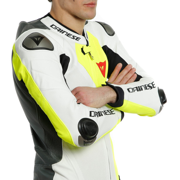 adria-1pc-leather-suit-perf-white-fluo-yellow-anthracite image number 4