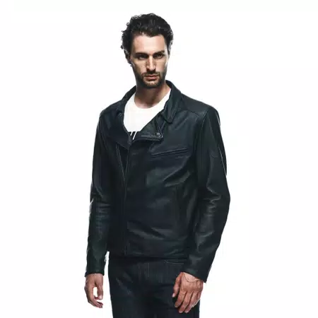 CHIODO - MEN'S MOTORCYCLE LEATHER JACKET - BLACK - 5