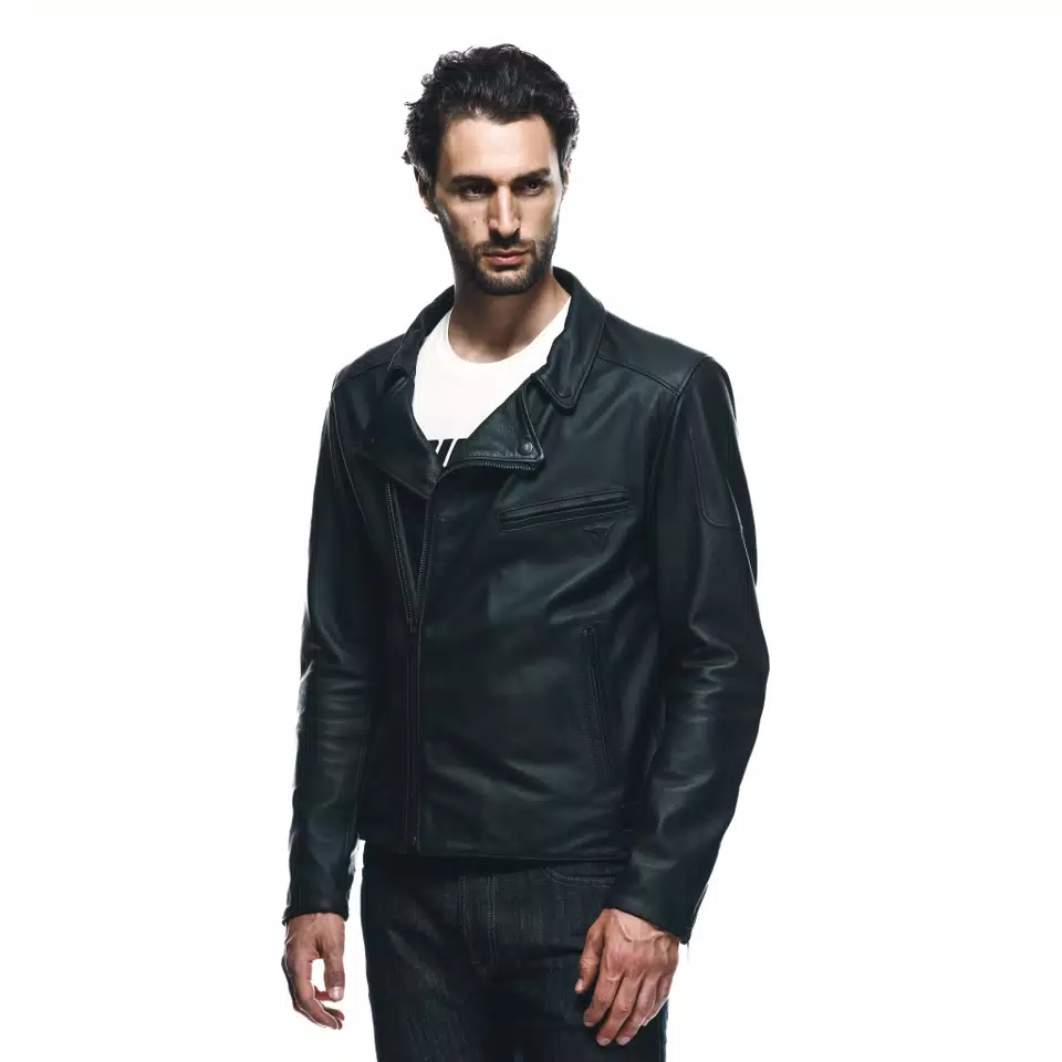 CHIODO - MEN'S MOTORCYCLE LEATHER JACKET - BLACK - 5