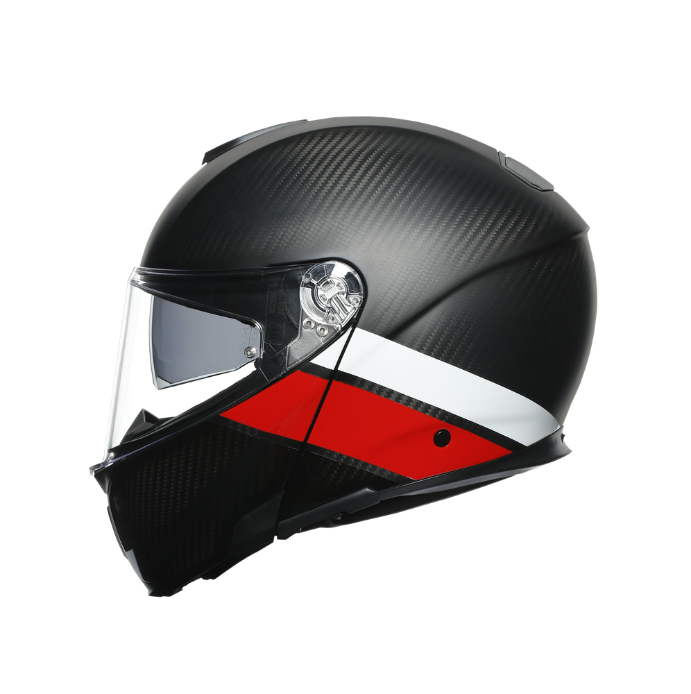 sportmodular-layer-carbon-red-white-casque-moto-modulaire-e2205 image number 2