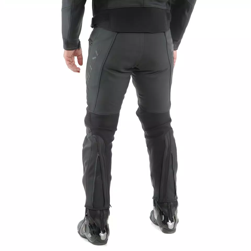 PONY 3 - MEN'S MOTORCYCLE PERFORATED LEATHER PANTS - BLACK-MATT - 8
