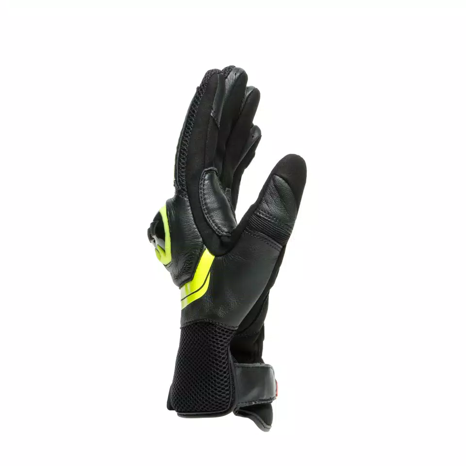 MIG 3 - GUANTI MOTO IN PELLE UNISEX - BLACK/FLUO-YELLOW - 2