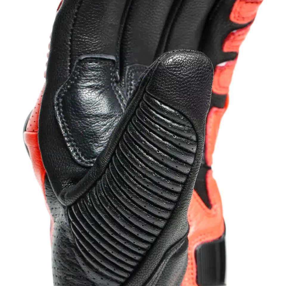 X-RIDE - MEN'S MOTORCYCLE LEATHER GLOVES | BLACK/FLUO-RED