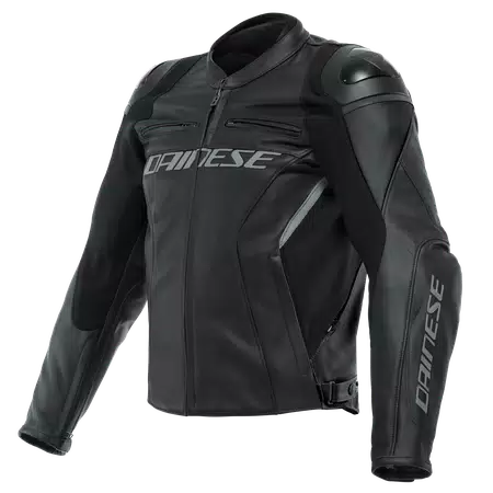 RACING 4 - MEN'S MOTORCYCLE LEATHER SHORT/TALL JACKET - BLACK/BLACK - 1