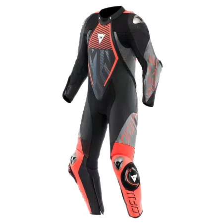 AUDAX D-ZIP 1PC PERF. LEATHER SUIT - BLACK/RED-FLUO/ANTHRACITE - 1
