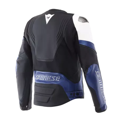 RACING 5 - MEN LEATHER MOTORCYCLE JACKET - WHITE/BLUE/BLACK - 2