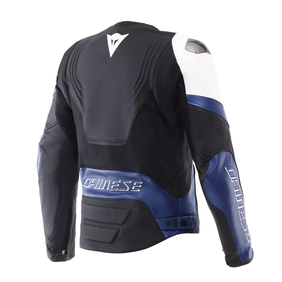 RACING 5 - MEN LEATHER MOTORCYCLE JACKET | WHITE/BLUE/BLACK
