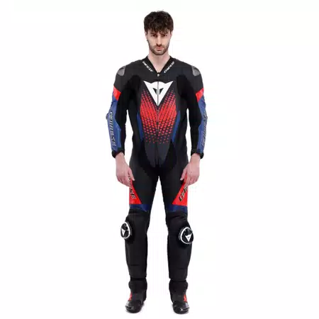 LAGUNA SECA 6 - PERFORATED ONE-PIECE LEATHER RACING SUIT - BLACK/BLUE/RED - 3