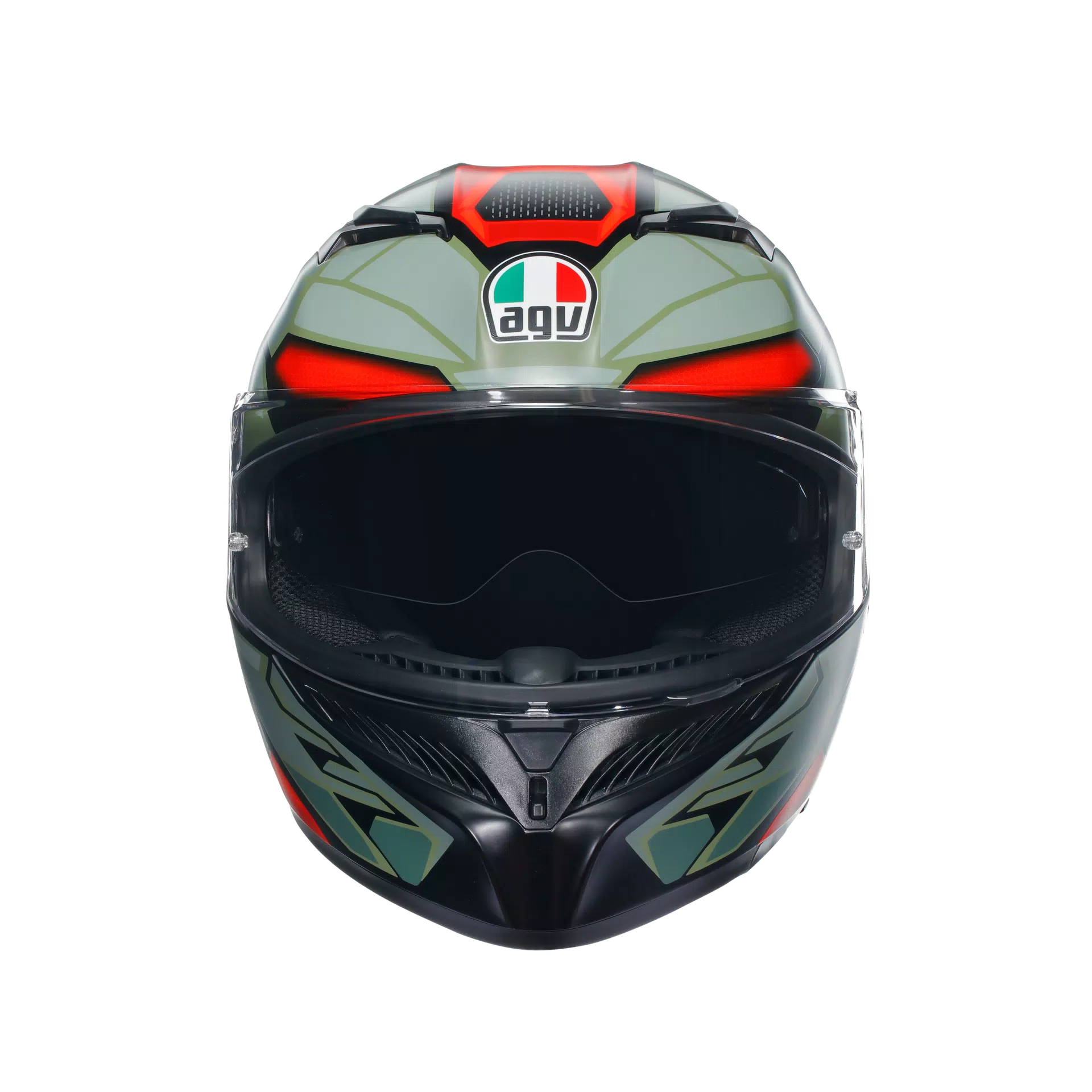 K3 DECEPT MATT BLACK/GREEN/RED - MOTORBIKE FULL FACE HELMET E2206