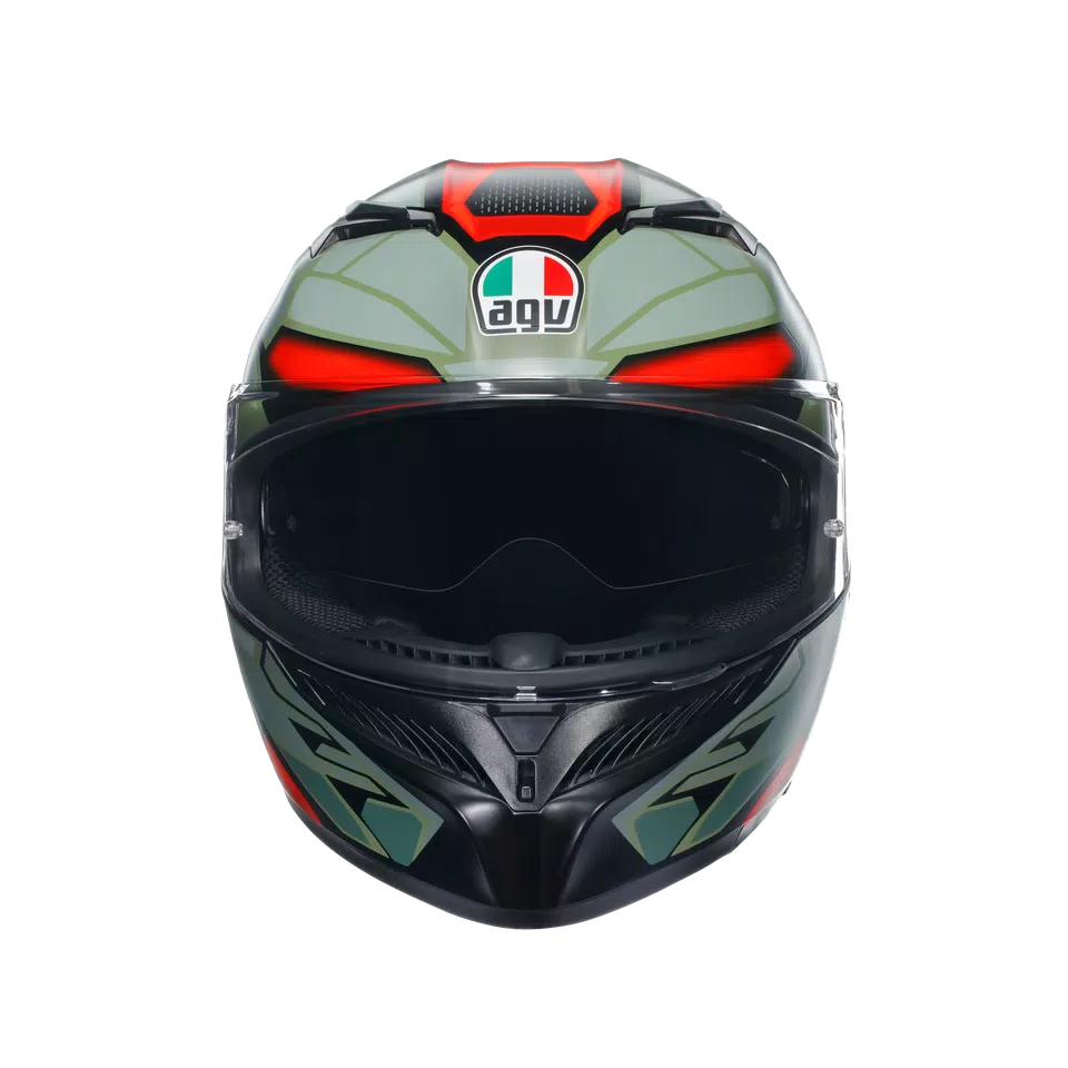 K3 DECEPT MATT BLACK/GREEN/RED - MOTORBIKE FULL FACE HELMET E2206 - 1