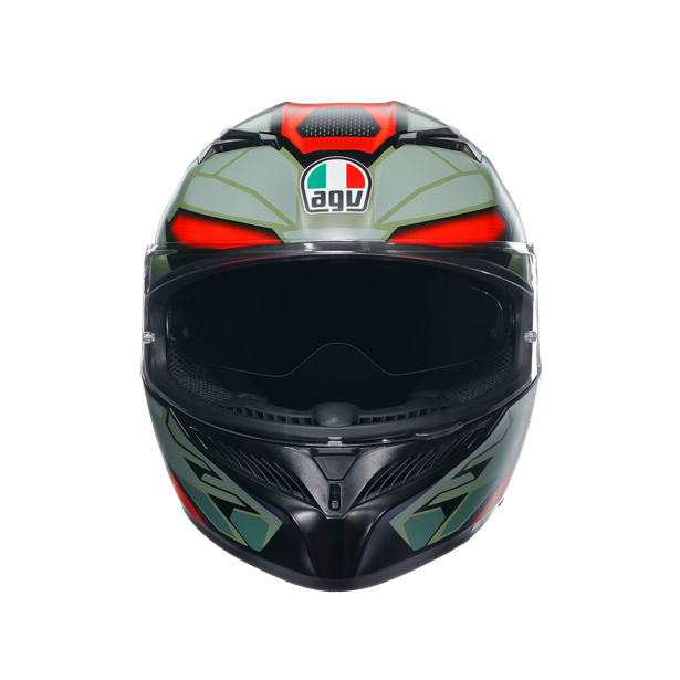 k3-decept-matt-black-green-red-motorbike-full-face-helmet-e2206 image number 1