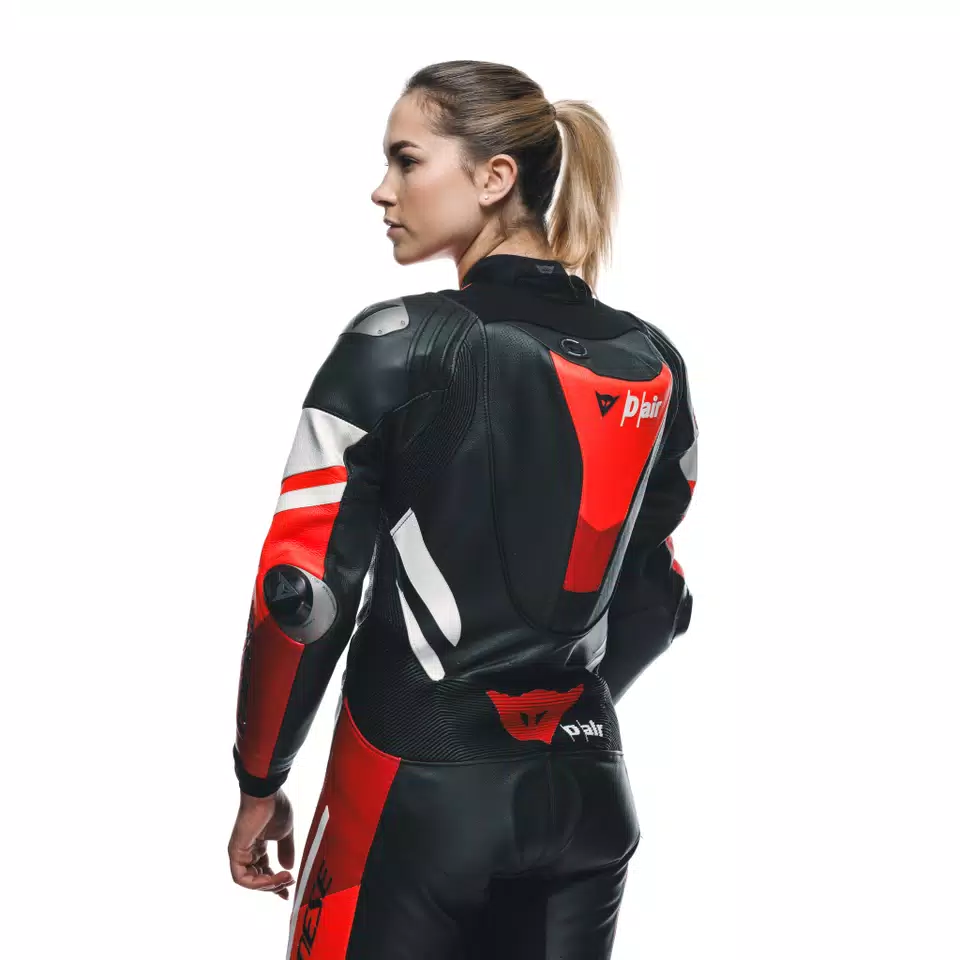 MISANO 3 PERF. D-AIR® 1PC LEATHER SUIT WMN - BLACK/RED/FLUO-RED - 8