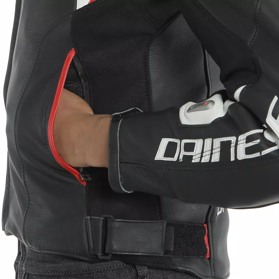 RACING 3 D-AIR LADY LEATHER JACKET - BLACK/WHITE/LAVA-RED - 10