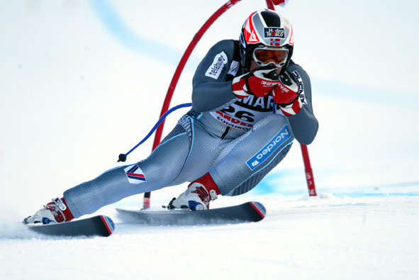 On the heads of champions skiers