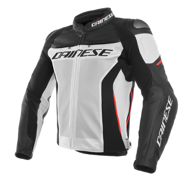 racing-3-perf-leather-jacket-white-black-red image number 0