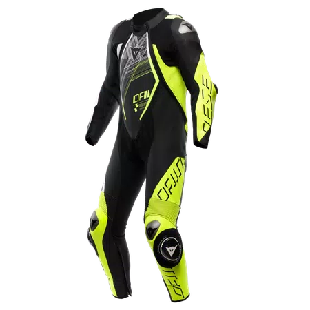 AUDAX D-ZIP 1PC PERF. LEATHER SUIT - BLACK/YELLOW-FLUO/WHITE - 1