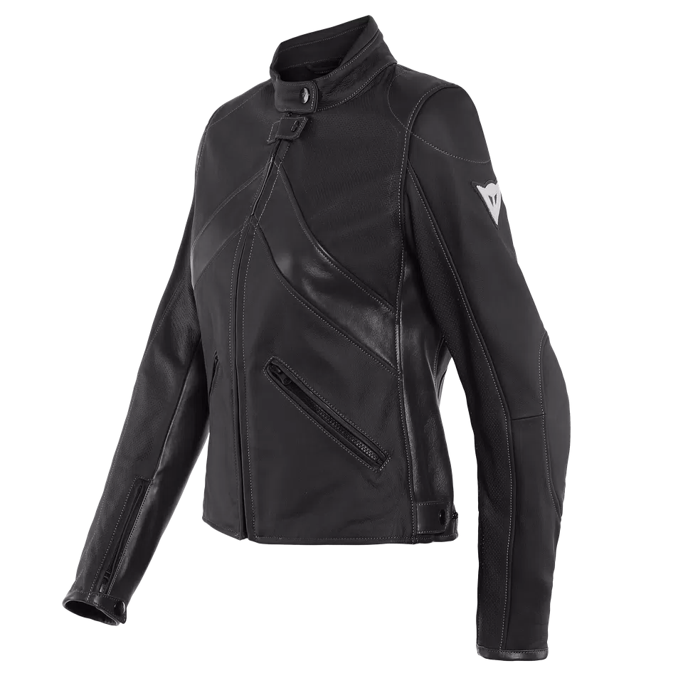 SANTA MONICA LADY LEATHER JACKET PERF. - BLACK - 1