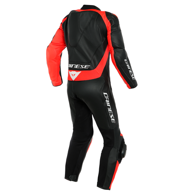 ASSEN 2 1 PC. PERF. LEATHER SUIT BLACK/BLACK/FLUO-RED- One Piece Suits
