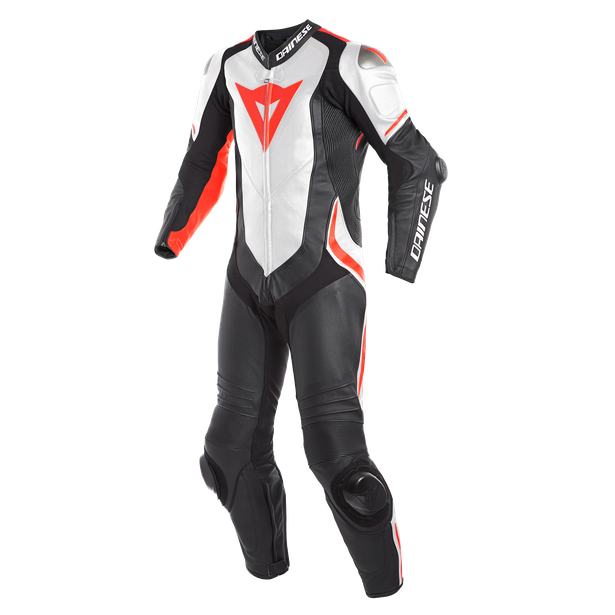 laguna-seca-4-1pc-perf-leather-suit-black-white-fluo-red image number 0