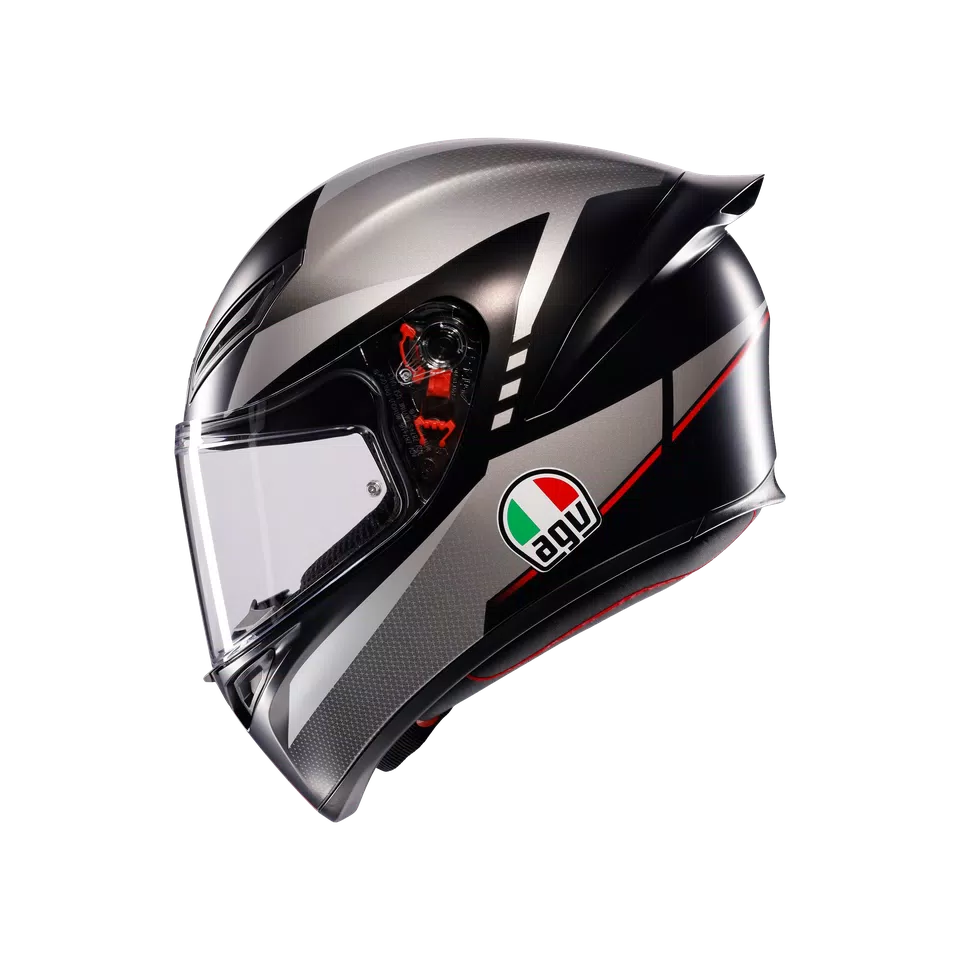 K1 S LAP MATT BLACK/GREY/RED - MOTORBIKE FULL FACE HELMET DOT (E2206) -  - 4
