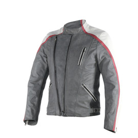 MING LEATHER JACKET QUING-GRAY/WHITE/CINO-BURGUNDY
