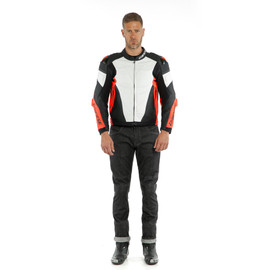 SUPER RACE LEATHER JACKET WHITE/FLUO-RED/BLACK-MATT- Jackets