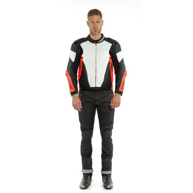 super-race-leather-jacket-white-fluo-red-black-matt image number 8