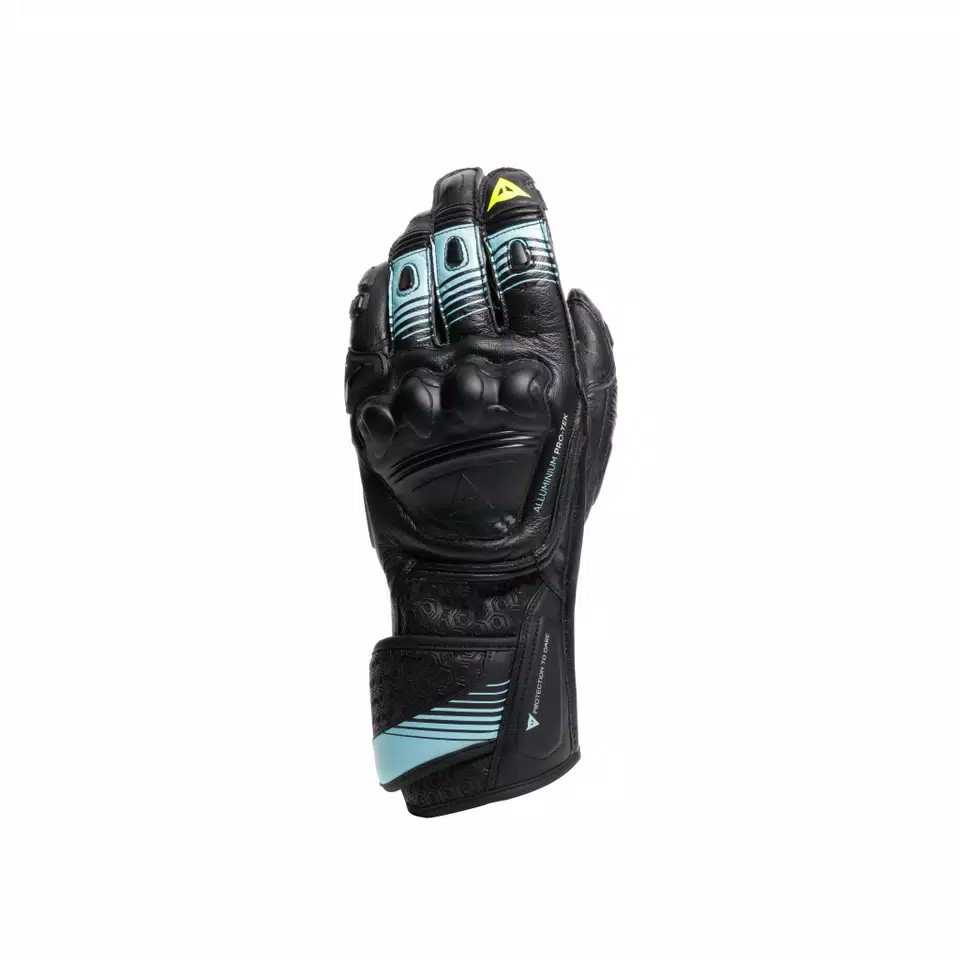 FIERO - GANTS DE MOTO RACING EN CUIR - BLACK/WATER/YELLOW FLUO - 1