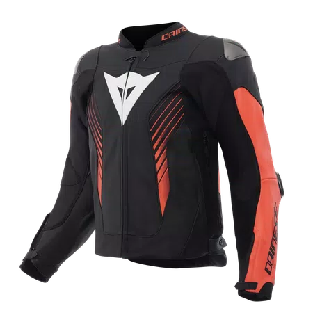 SUPER SPEED 5 LEATHER JACKET - BLACK/RED-FLUO/WHITE - 1