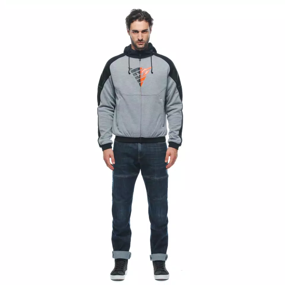 DAEMON-X SAFETY HOODIE - GIACCA MOTO IN TESSUTO UOMO - MELANGE-GRAY/BLACK/RED-FLUO - 3