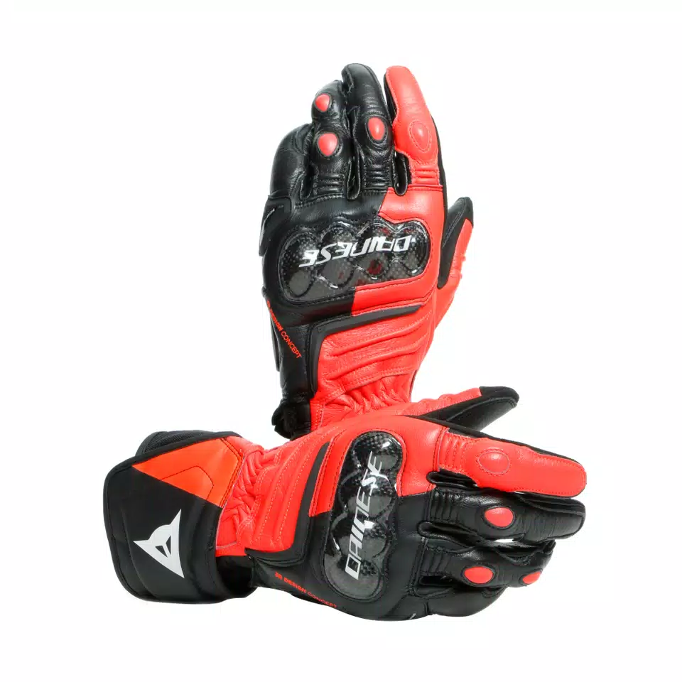CARBON 3 LONG GLOVES - BLACK/FLUO-RED/WHITE - 5