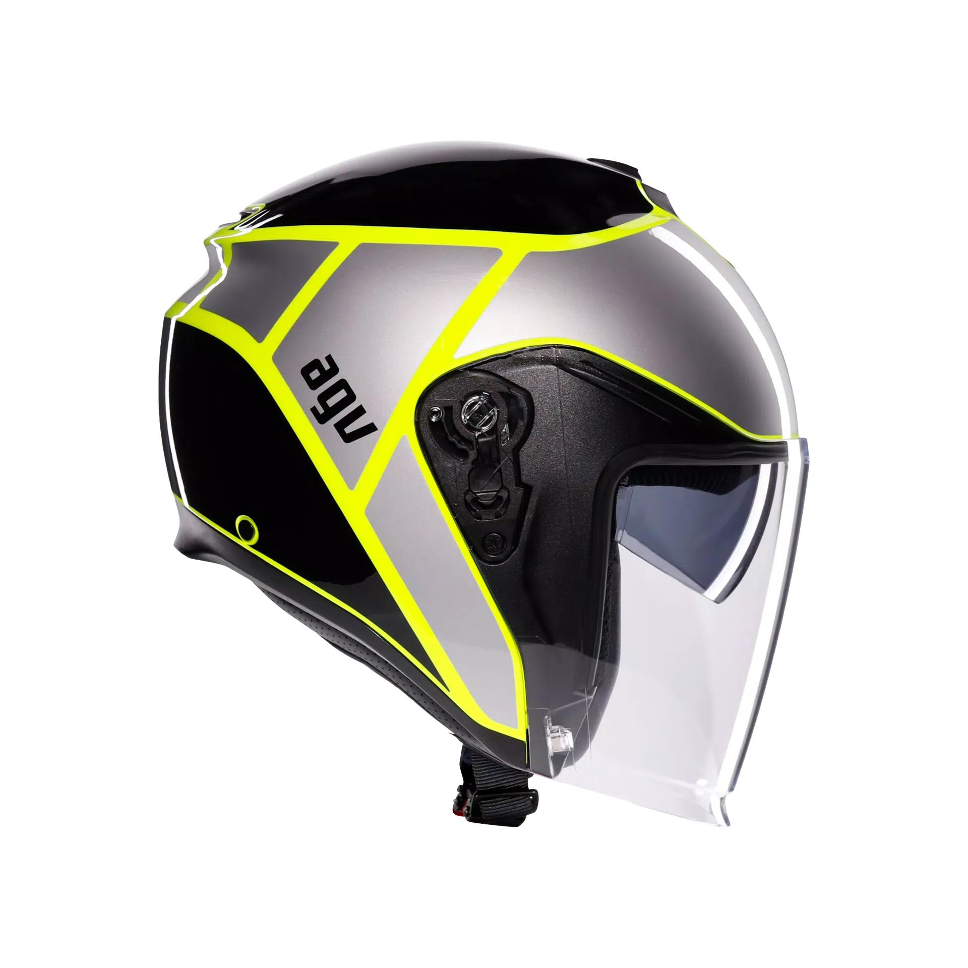 IRIDES DAVAO BLACK/GREY/YELLOW FLUO - CASQUE MOTO JET E2206