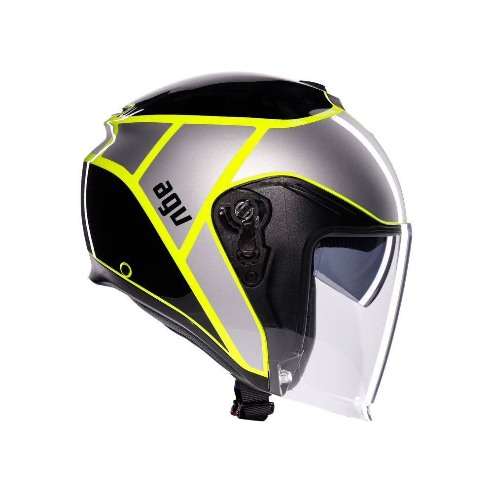 irides-davao-black-grey-yellow-fluo-motorbike-open-face-helmet-e2206 image number 2