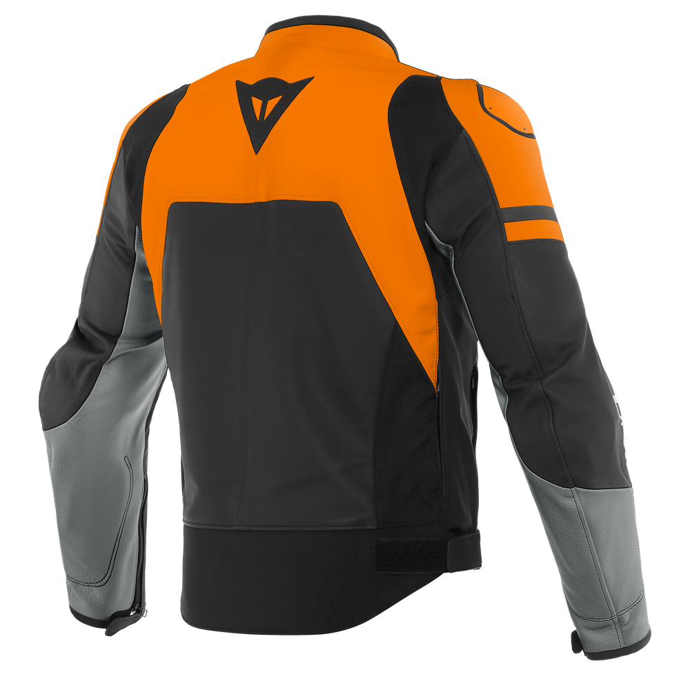 agile-leather-jacket-black-matt-orange-charcoal-gray image number 1