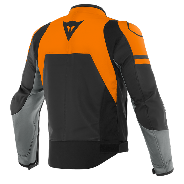 agile-leather-jacket-black-matt-orange-charcoal-gray image number 1