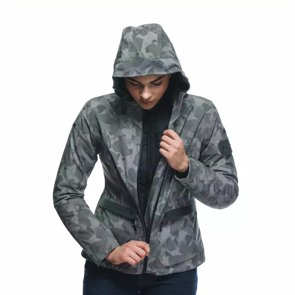 CENTRALE ABSØLUTESHELL™ PRO - WOMEN'S WATERPROOF MOTORCYCLE JACKET - LONDON FOG CAMO DOTS - 10