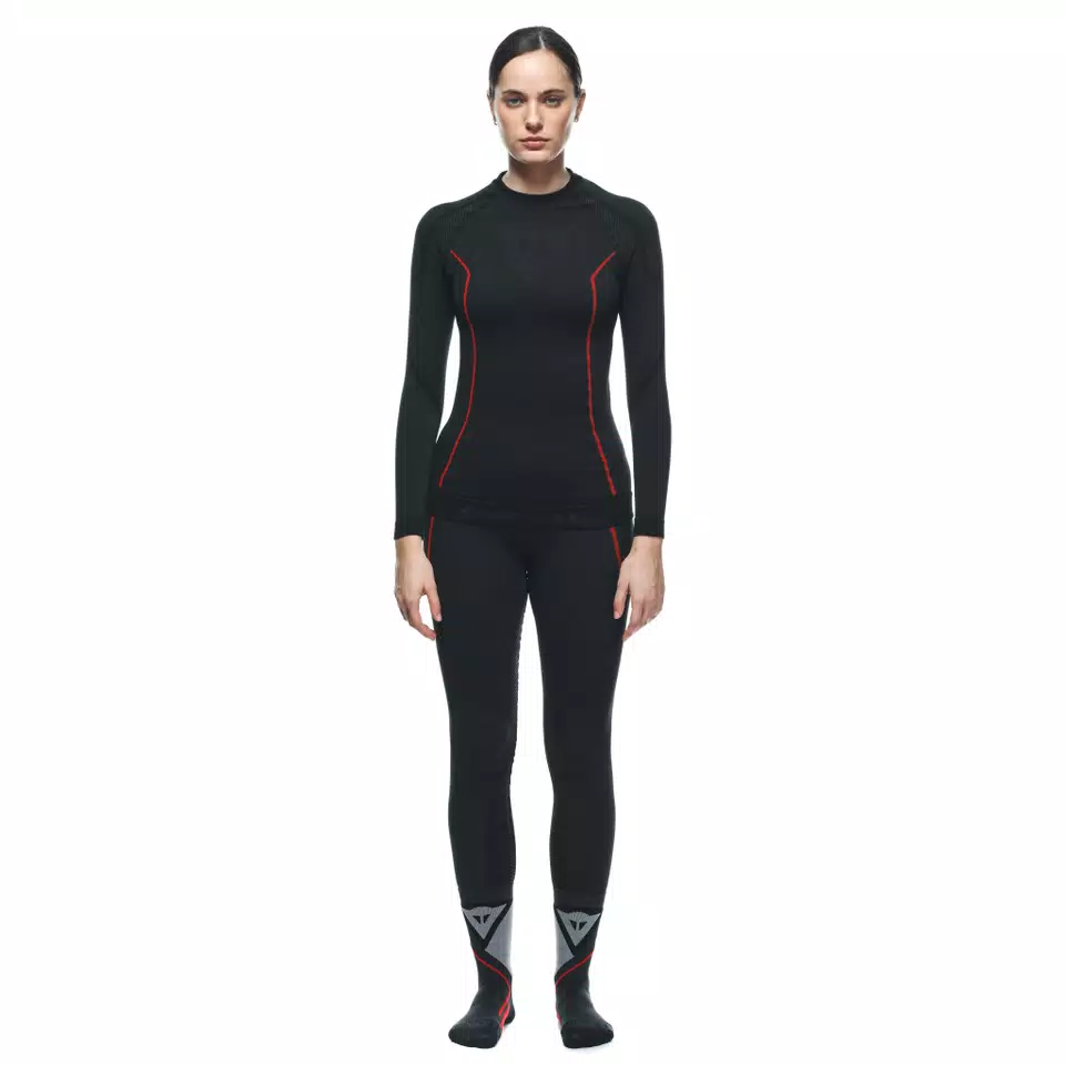 WOMEN'S MOTORCYCLE LONG-SLEEVE THERMAL TEE - BLACK/RED - 3