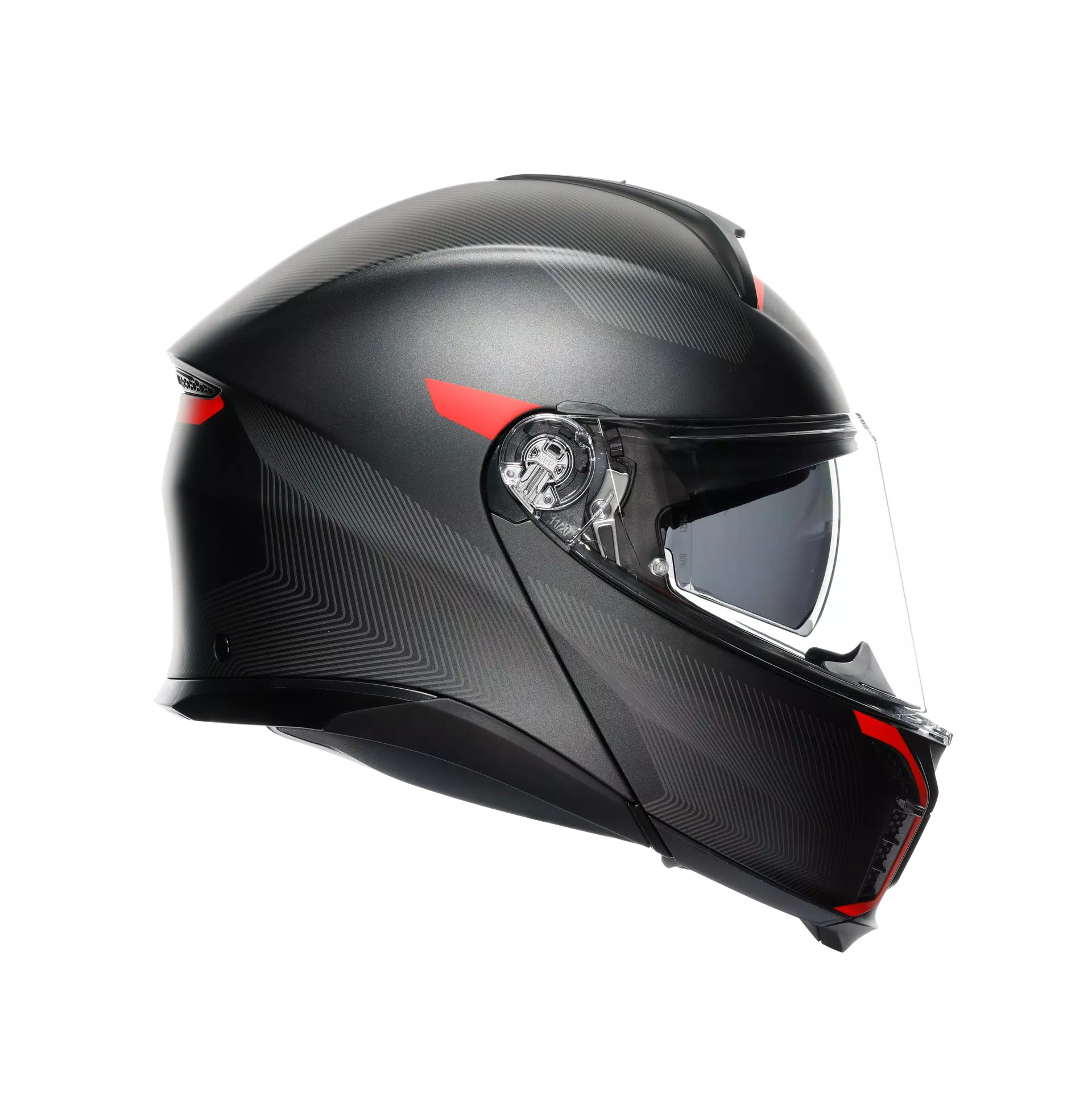 TOURMODULAR FREQUENCY MATT GUNMETAL/RED - MOTORBIKE FLIP UP HELMET E2206