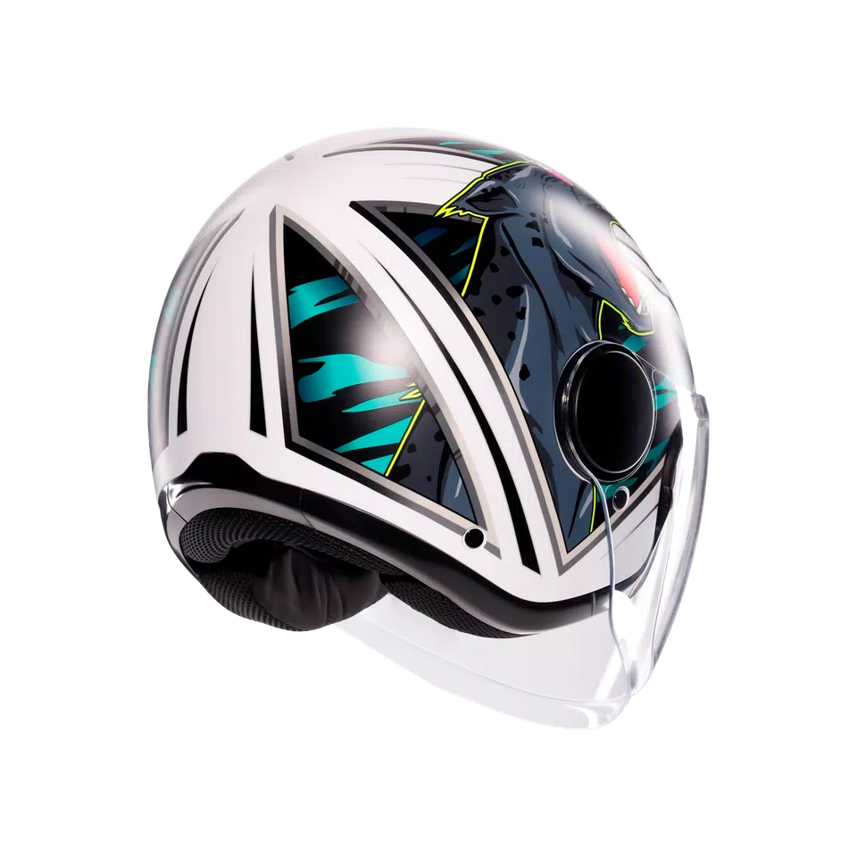 ETERES GHEPARD MATT WHITE/BLACK/GREEN - MOTORRAD JET-HELM E2206 -  - 6